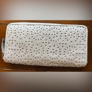 Coach Maggie Ivory Laser Cut Leather Wallet